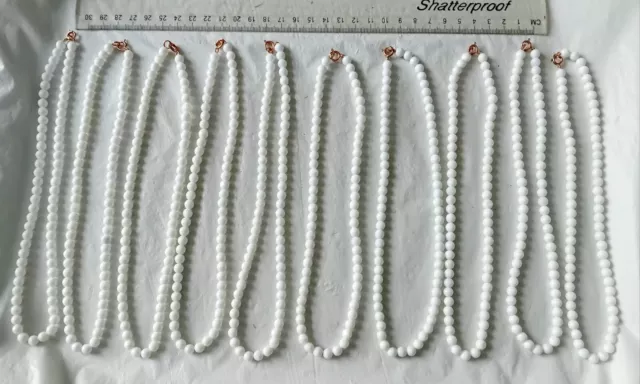 Job Lot -10 X White Round glass bead Necklaces  B617