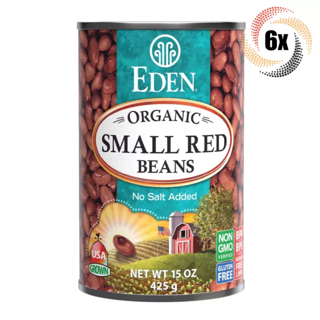 6x Cans Eden Foods Organic Small Red Beans | 15oz | No Salt Added | Non GMO