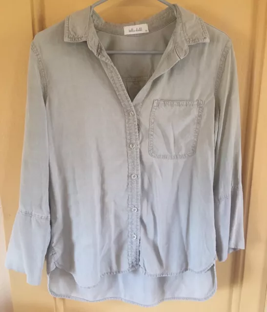 Bella Dahl 100% Tencel Grey Chambray Women’s Button Down Medium Shirt EUC