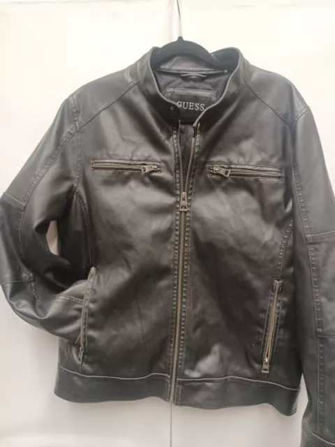 GUESS Men's Faux-leather Motorcycle Jacket In Black - Large