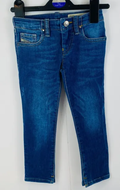 Girls Diesel Jeans Age 3 Years Super Slim Skinny Stretch Denim Mid Blue Faded