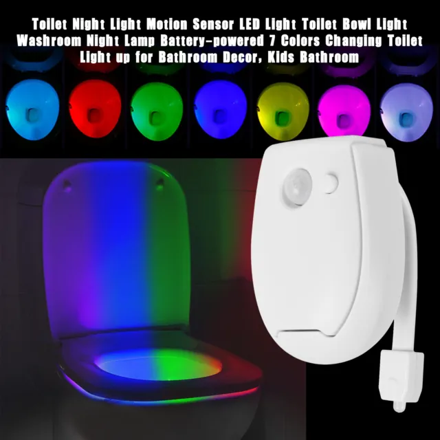 1~3Pcs Toilet Night Light LED Motion Activé Capteur Salle Bain Lampe 8 Couleur