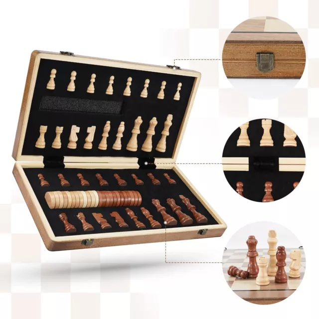 39CM Large Magnetic Chess Wooden Set Folding Chessboard Pieces Wood Board Game