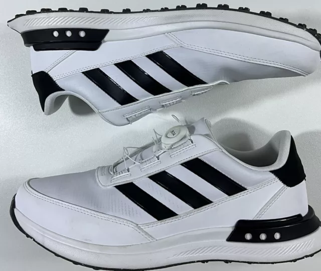 Adidas BOA Golf Shoes 3 Stripe Mens Size 10 White Black 10/2023 EVM 004001 New