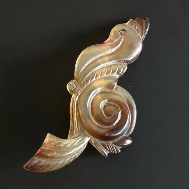 Broche ancienne Art Nouveau broche ancien bijoux en corne Brooch