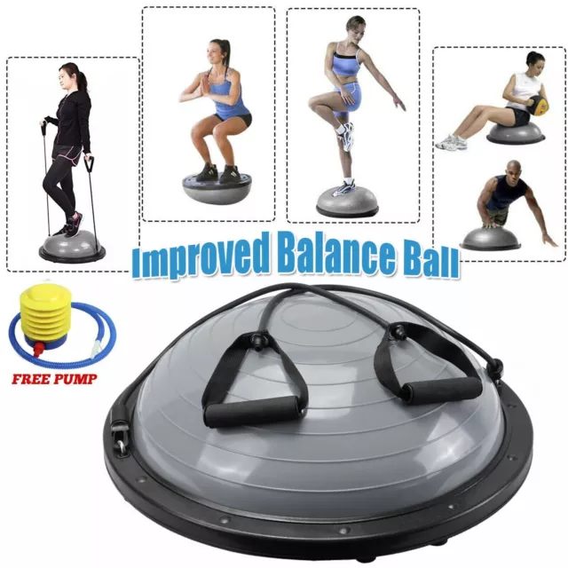 Pilates Balance Ball Gym Training Exercise Half Fitness Ball w/ Pump & Band Yoga