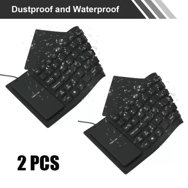 2X 85 Key Portable Flexible USB Silicone Keyboard Rollable For Laptop Computer