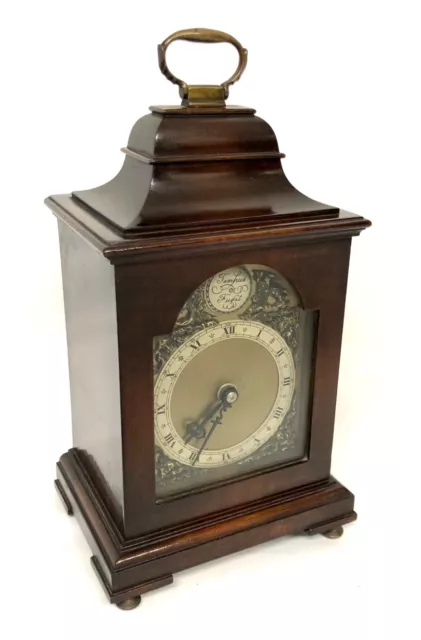 Miniature English Antique Georgian Style Mahogany Bracket Mantel Clock Timepiece