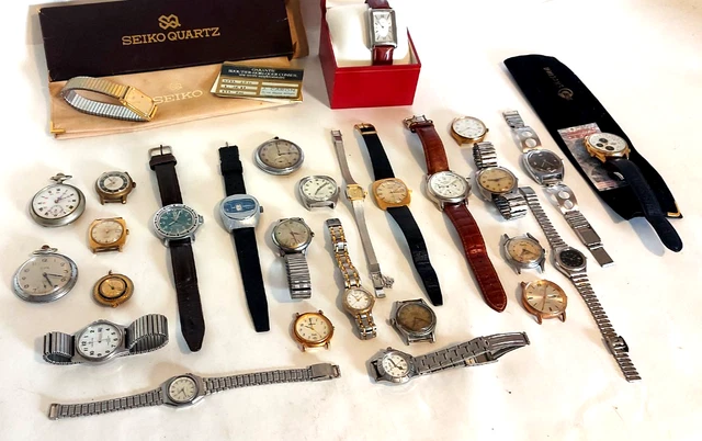 Lot De 9 Montres Vintage à Quartz – Homme, Divers Modèles – Vendues En L'état Pour Collection Ou Pièces