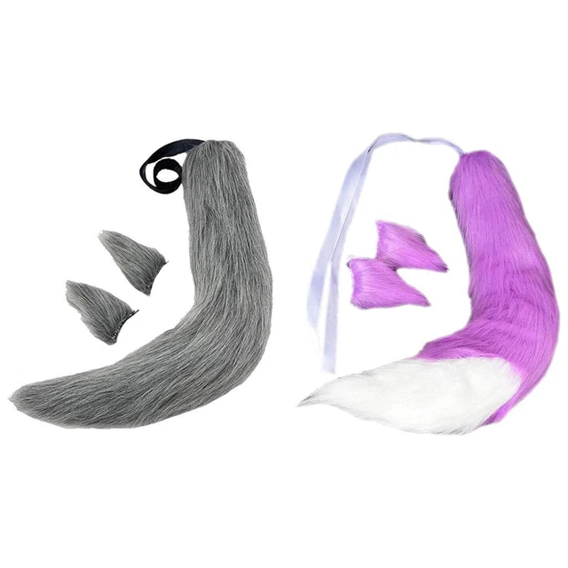 Plush  and Ears Set, Anime Cosplay Hairpin & Tail Costume for Party Cosplay