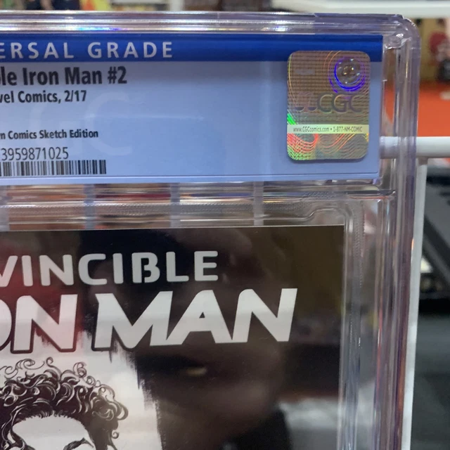💥Invincible Iron Man #2 (2017 Marvel) J Scott Campbell Sketch Variant CGC 9.8💥 5