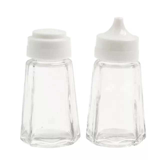 Clear Glass Salt and Pepper Shakers Pots Dispensers Cruet Jars Set Plastic Lid