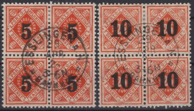 == AD Württemberg Mi. 185+186 Vierer gest., Kat. 25€ ==