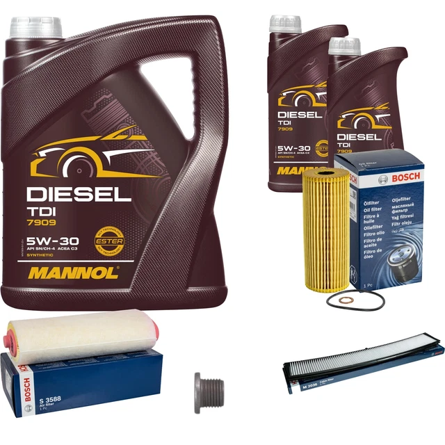 Bosch Inspection Set 6 L mannol Diesel Tdi 5W-30 pour Jeep Grand Cherokee (III