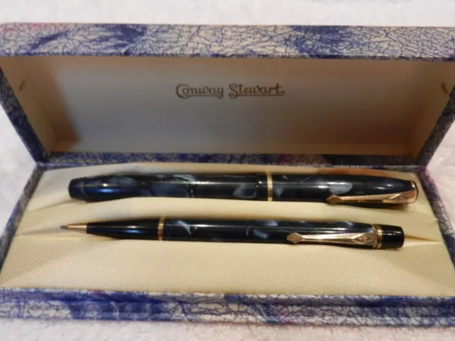 Old/Vintage Conway Stewart 15 Fountain Pen / Pencil Set In Original Box - Vgc