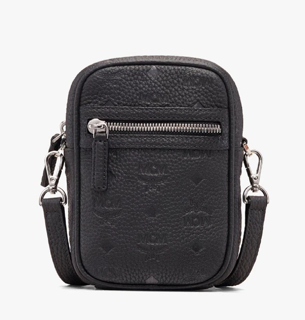 $595 MCM Mini Tivitat Black Monogram Leather Crossbody Sling Bag MXZ9ABT27BK001