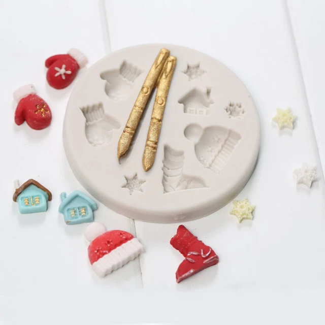 Weihnachten Thema Silikonform Schneeflocke Stocking Hut Form DIY Fondant