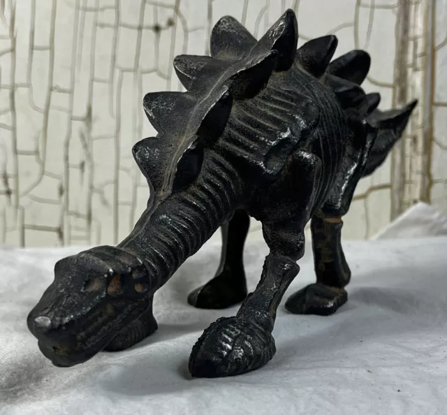 VTG Cast Iron Stegosaurus Dinosaur Paperweight Museum Sculpture Figurine Heavy!