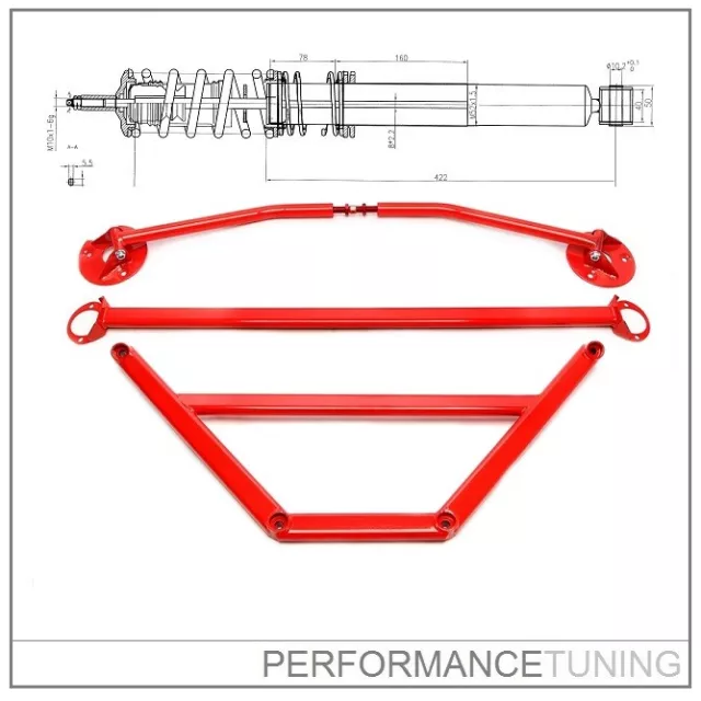 Kit 3 Barres Anti Rapprochement Acier Rouge AV+ARR  BMW E30 1983-1994