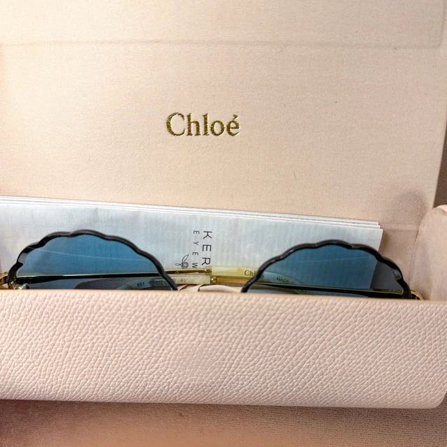 CHLOÉ ROSIE GRADIENT Square Sunglasses Gold Metal Rimless  display picture 1