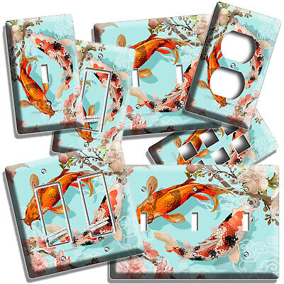 Japanese Lucky Koi Fish Pond Flowers Light Switch Outlet Wall Plates Room Decor
