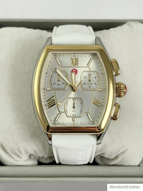 NEW MICHELE RELEVE Sport Two Tone Gold Silver Watch White Silicone MWW19A000037 379.98 PicClick