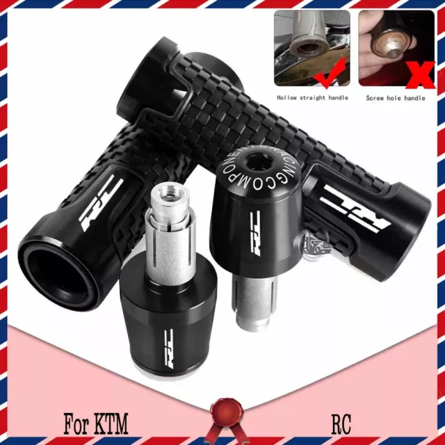 Black 7/8 22MM Handlebar Hand Grips Handle Bar End Cap For KTM RC 125 200 390 8R