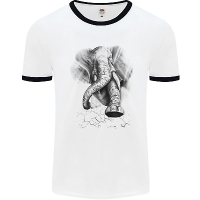 An Abstract Elephant Environment Mens White Ringer T-Shirt