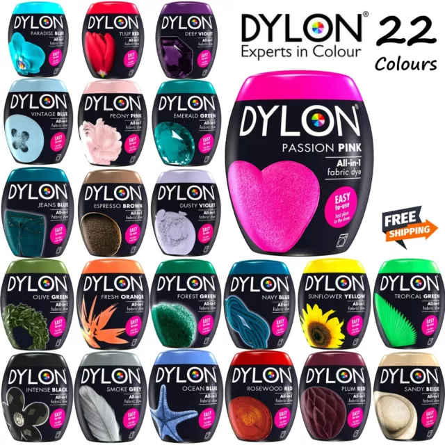 22 Colours Dylon Fabric & Clothes Dye Dylon Machine Dye Black Blue Gray  Pink Red