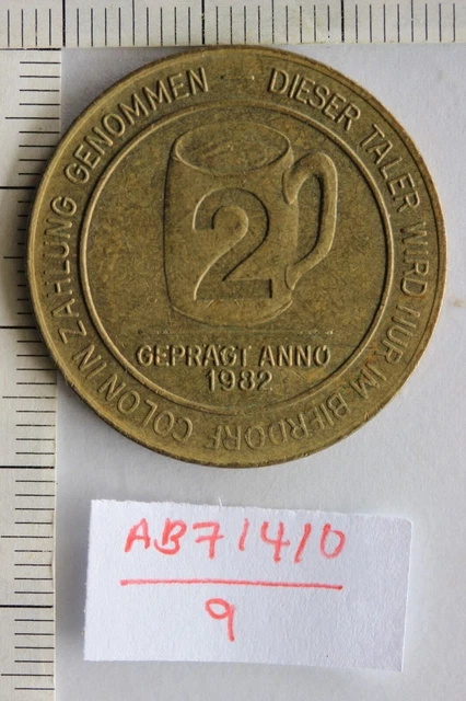 1982 Colon Germany Dieser Taler Beer token (AB71410/X589)