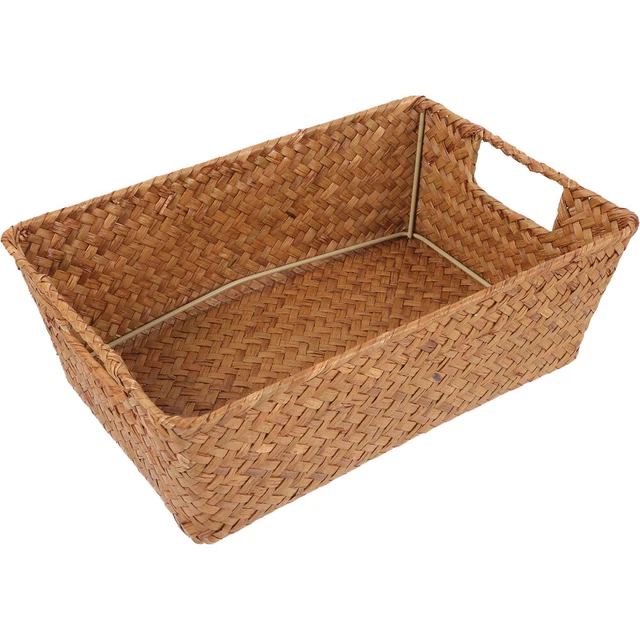 Cadine 6 Ceste Portaoggetti In Plastica Grigio Rattan - Pratici Cestini Per Ordine Su Scaffali, Scrivania E Bagno - 25x19x10 Cm