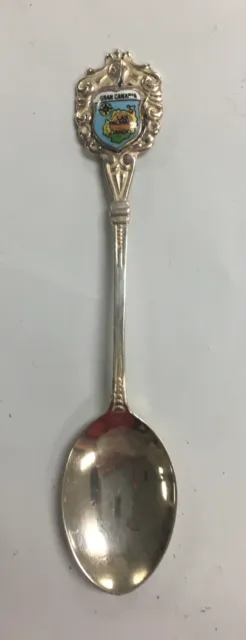 Vintage Sterling Silver Gran Canaria Enameled Souvenir Spoon
