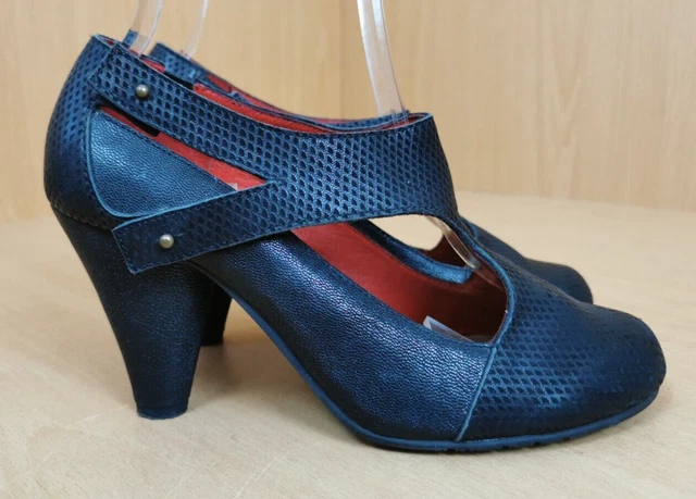 Esska Woman's Black Leather 3" Heeled Shoes Size Uk4 Eur 37