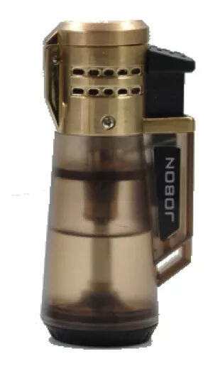 Jobon Triple Jet Torch Lighter Windproof Refillable Cigar - Gold / Clear