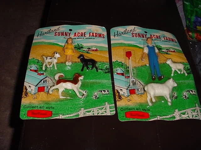 (2) 1950's HARTLAND SUNNY ACRE FARMS # 707 & 704 sealed in pkg farmer goat sheep