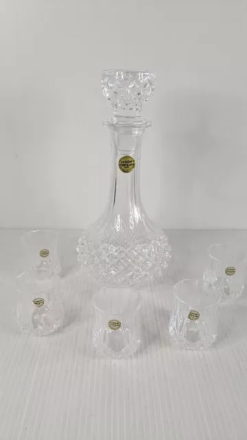 Vintage Cristal d’Arques Longchamp Decanter Liqueur 6 Piece Crystal Set 2