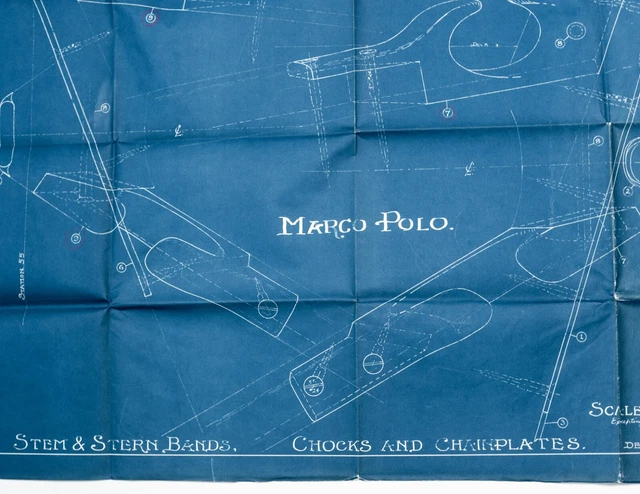 L. Francis Herreshoff Orig Vintage MARCO POLO Boat Blueprint #16/22 Stem Bands