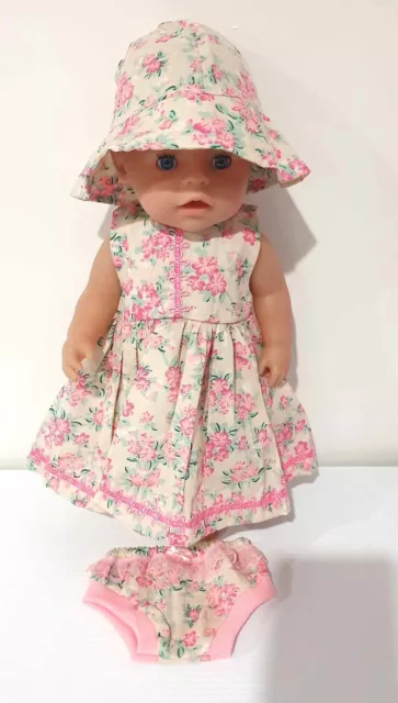 Dolls Clothes made to fit 43cm Baby Born Doll. Dresses, Pinafore Dress, Cape etc 3