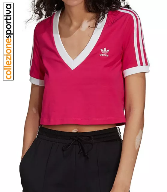 T-SHIRT DONNA ADIDAS ORIGINALS CROPPED TEE - HG6595 col.fucsia/bianco