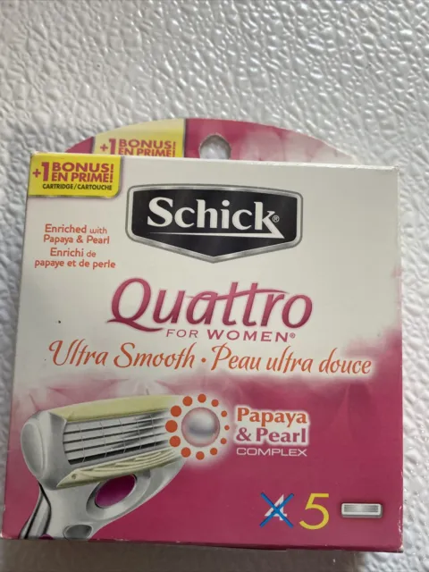 Schick Quattro para mujer relleno de navaja ultra suave papaya y perla 4 unidades NUEVO