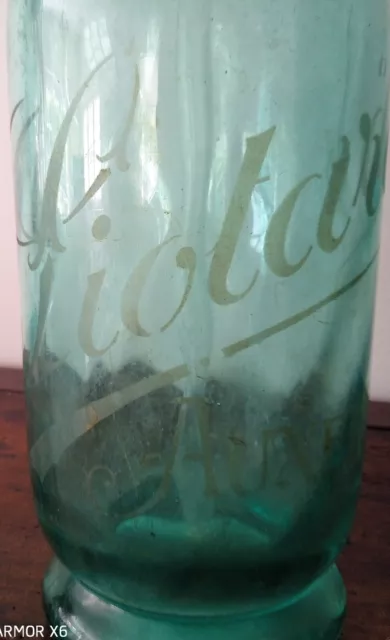 Ancien siphon bouteille d'eau de Seltz vert H30cm café bar bistrot occasion 3