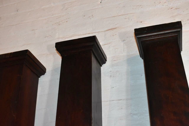 Four Antique Interior Square Dark Stained Birch Square Columns 7' 3