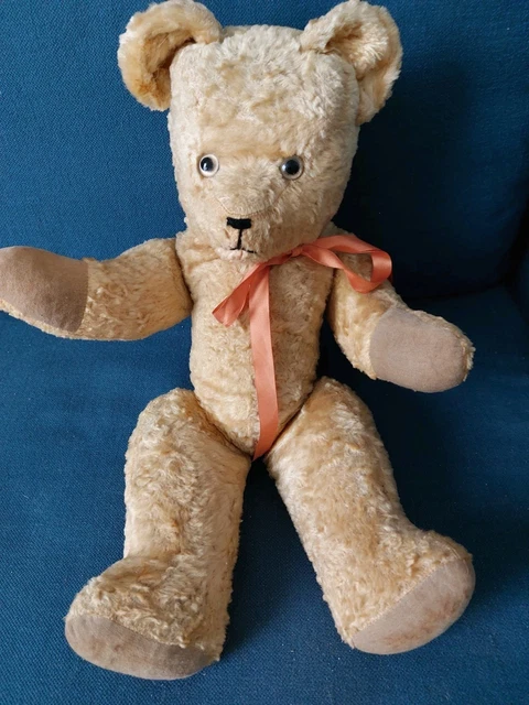 OURS ANCIEN PELUCHE 54 CM REMBOURRAGE PAILLE VINTAGE 1950 OLD TEDDY Bear M389 Imgx1200 896