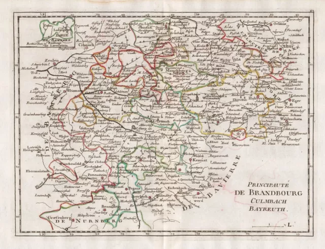 Hof Bayreuth Kemnath Marktredwitz Kulmbach Pegnitz map Karte Le Rouge ca. 1756