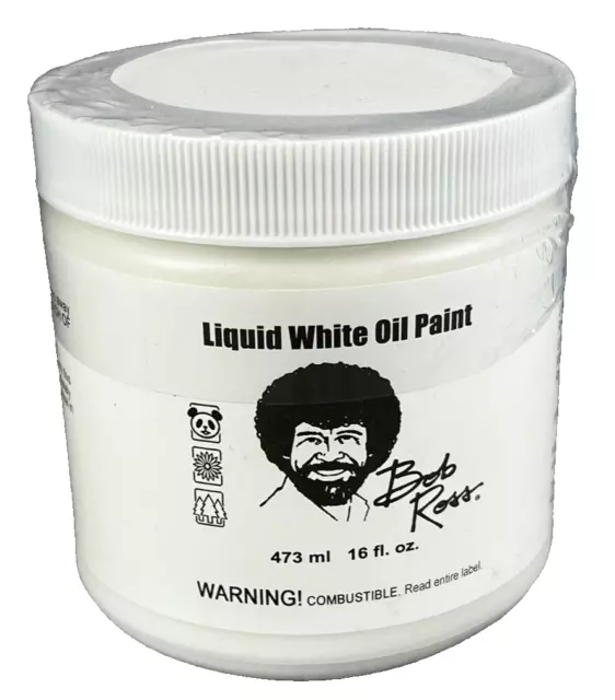 Bob Ross 16 oz. Pintura al óleo blanca líquida 473 ml, pintura húmeda sobre húmeda - NUEVA