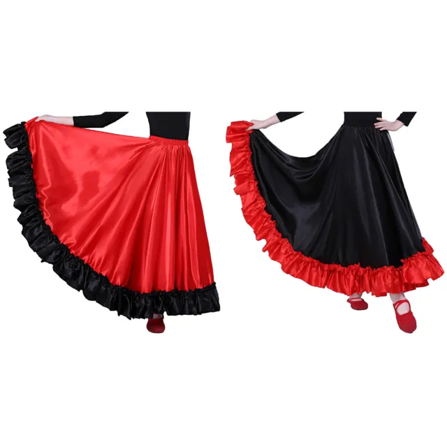 Girls Belly Silky Dance Skirt Lyrical Swing Ruffles Layers Outfit Wrap Clothes