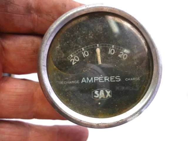 Ancien ampèremètre SAX diamètre 51,5 mm largeur : 22 mm Citroën,Peugeot ect...