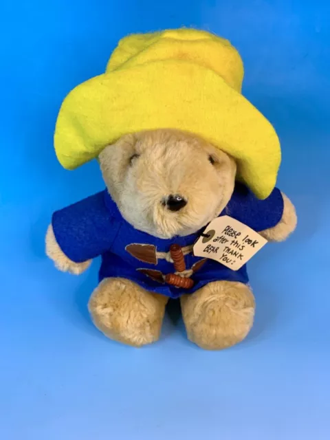 2000's Sears Kids Gifts "Paddington" Plush 9" Toy Bear w/ Yellow Hat & Blue Coat