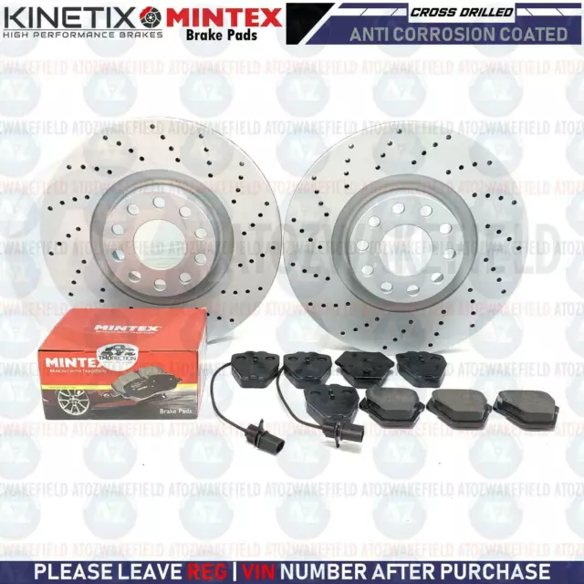 FOR AUDI A6 S6 QUATTRO C5 4.2 FRONT CROSS DRILLED BRAKE DISCS MINTEX PADS 321mm