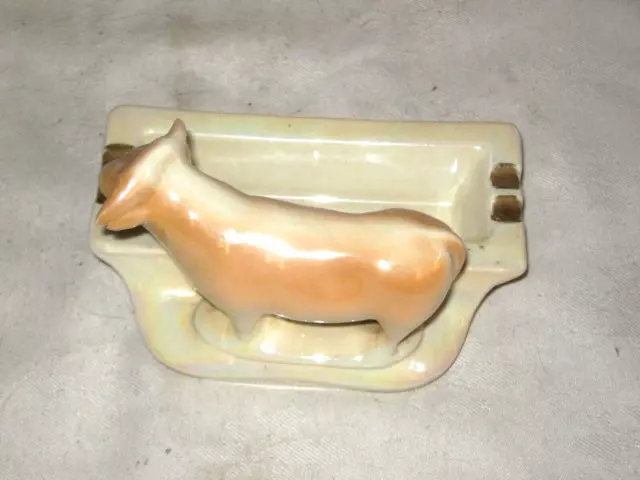 Vintage Australian Wembley Ware Lustre Hand Painted Ceramic Cattle Bull Ashtray 3